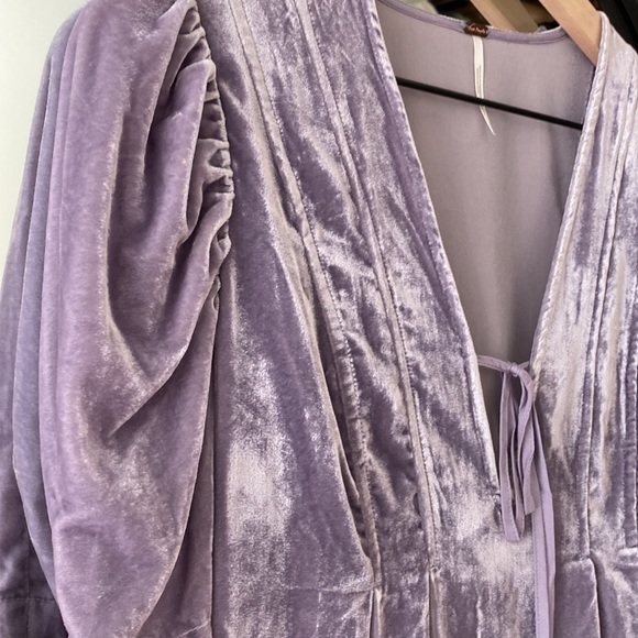 Free People Velvet Puff Sleeve Top - Picture 2 of 5